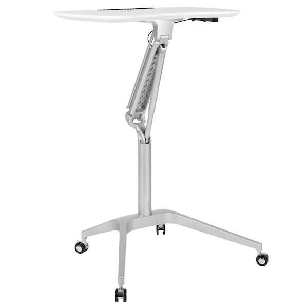 Flash Furniture White Mobile Sit to Stand Desk - NAN-IP-10-WH-GG