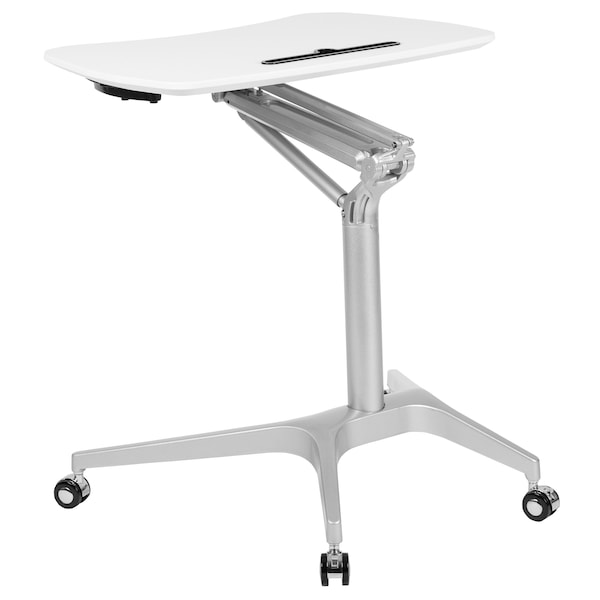 Flash Furniture White Mobile Sit to Stand Desk - NAN-IP-10-WH-GG