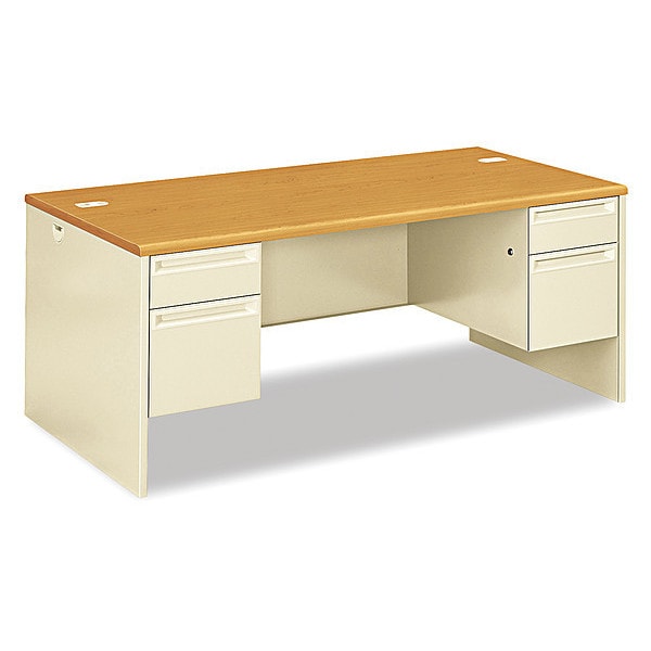 Hon Pedestal Desk Double Pedestal Desk, 36 in D X 29.5" H, 72" W X Metal, Harvest/Putty - H38180.C.L