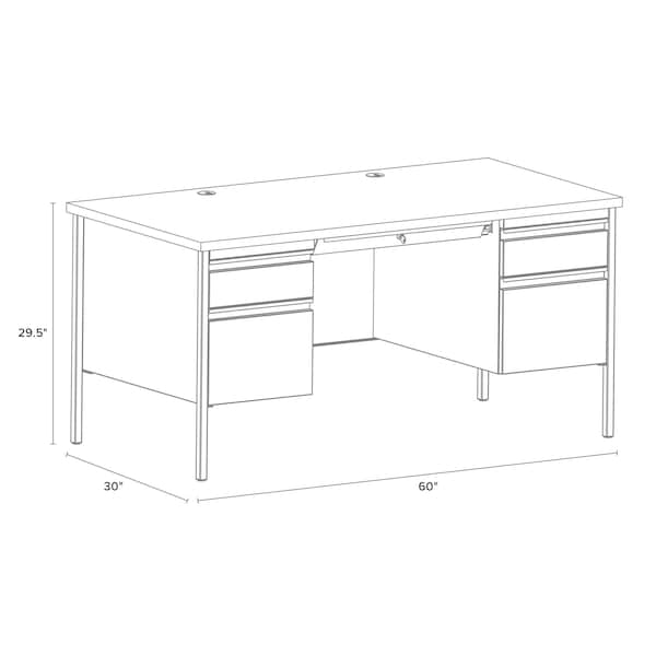 Hirsh Industries Rectangular Office Desk, 30 in D X 29 1/2 in H, 60 in W X - 20102