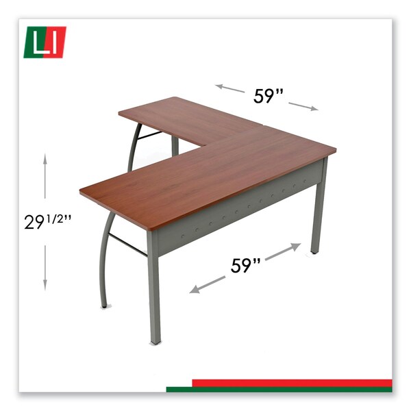 Linea Italia L Shaped Desk Desks, 59.13 in D X 29.5" H, 59.13" W X Steel, Cherry - LITTR737CH