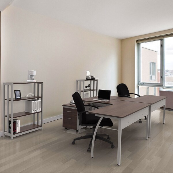 Linea Italia L Shaped Desk Desks, 59.13 in D X 29.5" H, 59.13" W X Steel, Cherry - LITTR737CH