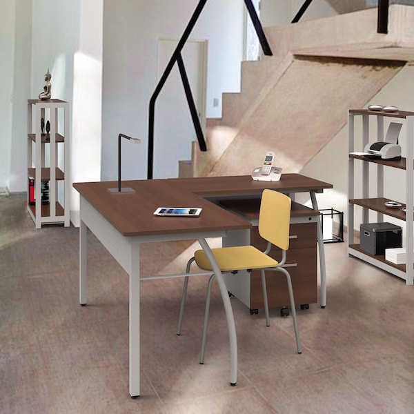 Linea Italia L Shaped Desk Desks, 59.13 in D X 29.5" H, 59.13" W X Steel, Cherry - LITTR737CH