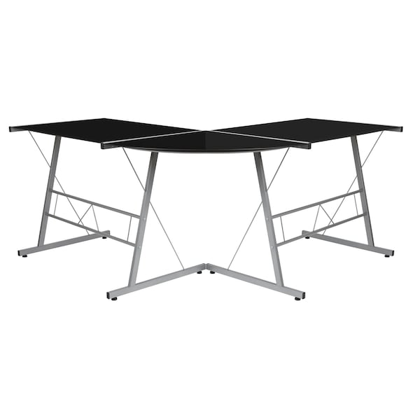 Flash Furniture Black Glass L-Shape Corner Computer Desk - NAN-CD-22181-BK-GG