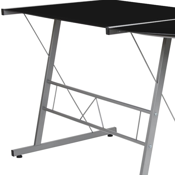 Flash Furniture Black Glass L-Shape Corner Computer Desk - NAN-CD-22181-BK-GG
