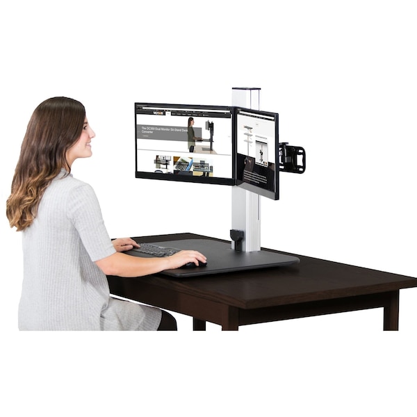 Victor Technology Standing Desk Electric Triple Monitor Standing Desk, 23" D X 28" W X - DC475