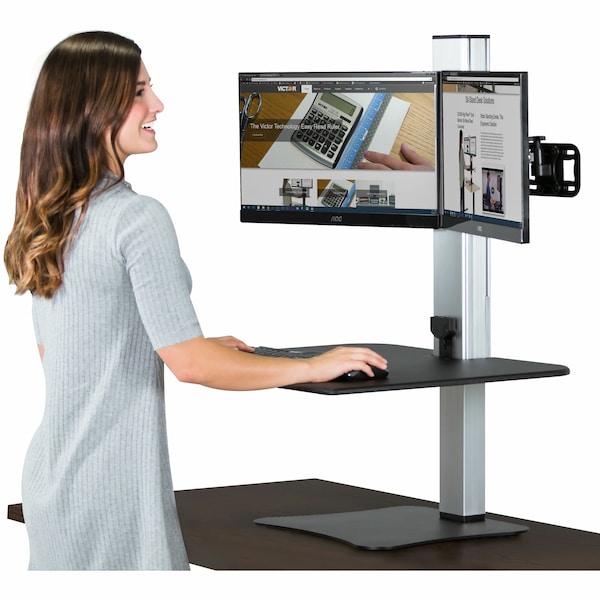 Victor Technology Standing Desk Electric Triple Monitor Standing Desk, 23" D X 28" W X - DC475