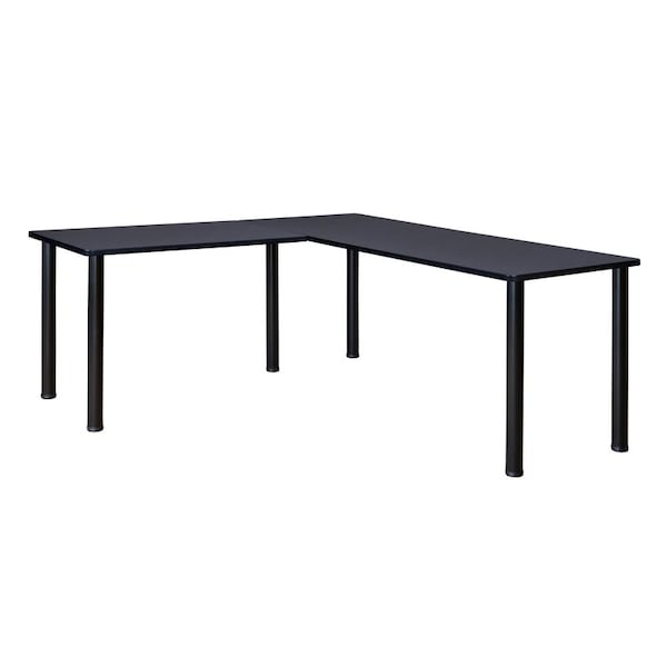 Kee Desking L Shaped Desk Desks > Corner Desks > Kee L-Desk Shells, 66 D X 29 H, 60 W X Wood|Metal, Black|Grey - ML602442GYBPBK