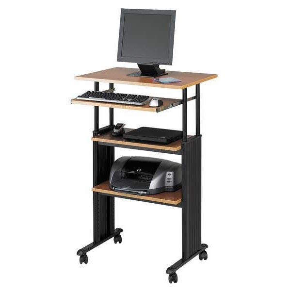Safco Adjustable Desk Stand-Up Adjustable Workstation, Yes H, Steel/Compressed Wood, Medium Oak - 1929MO