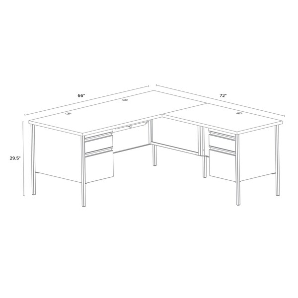 Hirsh Corner Office Desk W/ Right-Hand Return, 72 in D X 29.5 in H, 66 in W X Black / Maple - 24975