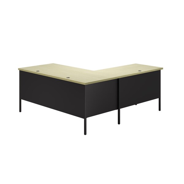 Hirsh Corner Office Desk W/ Right-Hand Return, 72 in D X 29.5 in H, 66 in W X Black / Maple - 24975