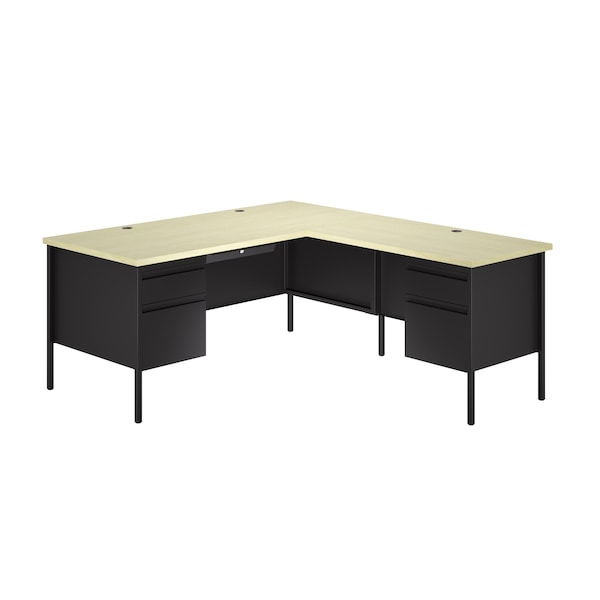 Hirsh Corner Office Desk W/ Right-Hand Return, 72 in D X 29.5 in H, 66 in W X Black / Maple - 24975