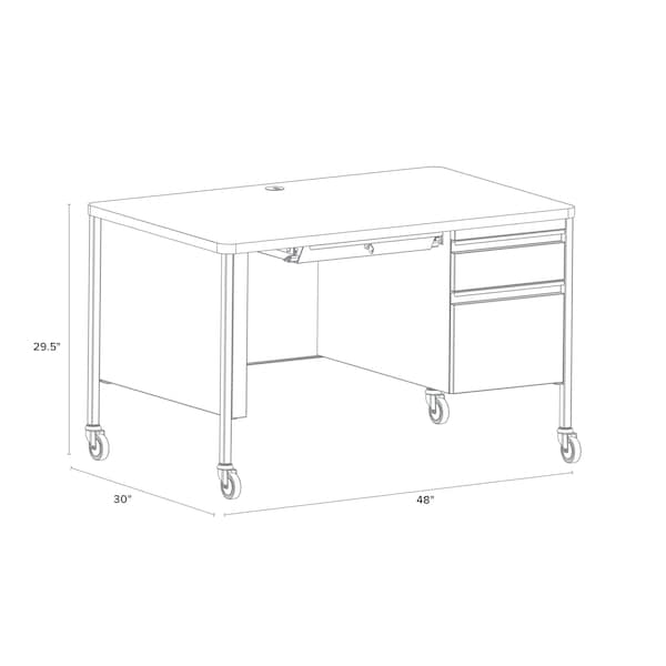 Hirsh Industries Rectangular Office Desk, 30 in D X 29 1/2 in H, 48 in W X - 22657