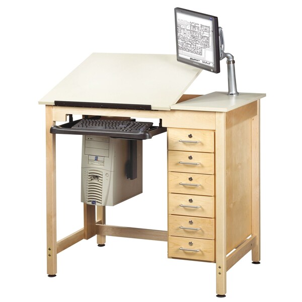Diversified Spaces Drawing Table DRAWING TABLE WITH DRWRS, 30" D X 39-3/4" H, 42" W X Plastic Laminate, Almond - CDTC-71