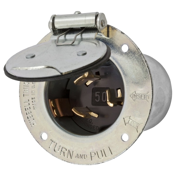 Dispositivos de bloqueo Hubbell Wiring Device-Kellems, Twist-Lock®, Industrial, Entrada con brida, 50A 250V DC/600V AC, 3 Polos 4 Cables a Tierra, No-NEMA, Terminal de Tornillo - HBL7968