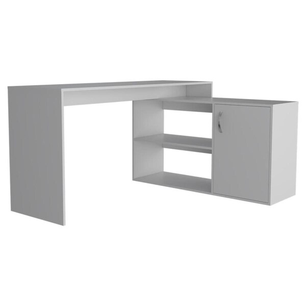 Homeroots Sleek L Shape Office Desk, White - 477842