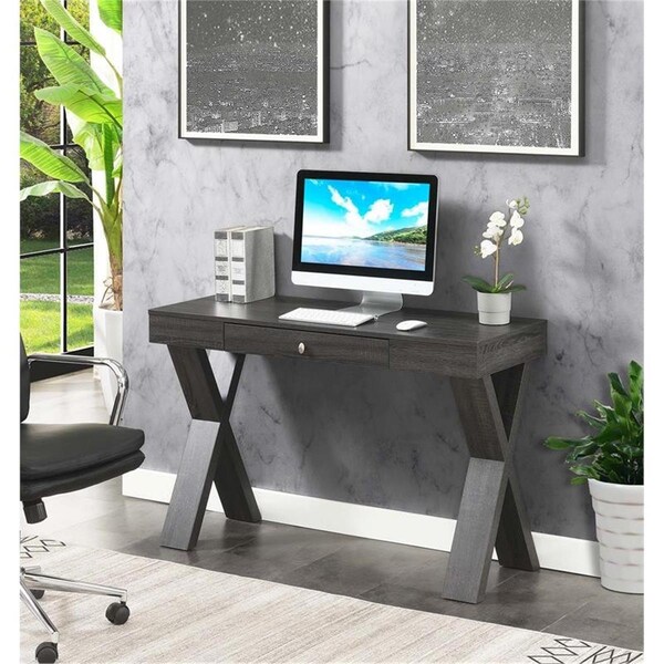 Convenience Concepts Newport 1 Drawer Desk, Gray - 125807WGY