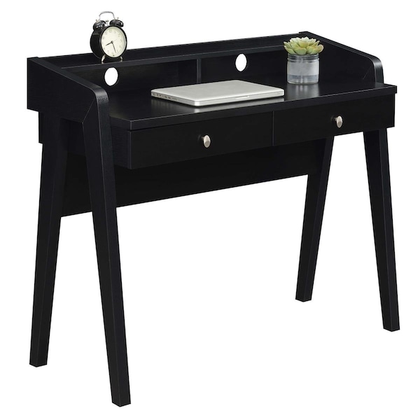 Convenience Concepts Newport Deluxe 2 Drawer Desk with Shelf, Black - HI2825797