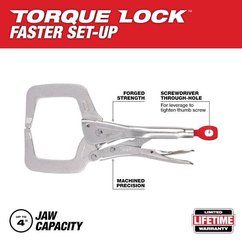 Milwaukee 11 in. Torque Lock Locking C-Clamp con Mandíbulas Regulares - 48-22-3531