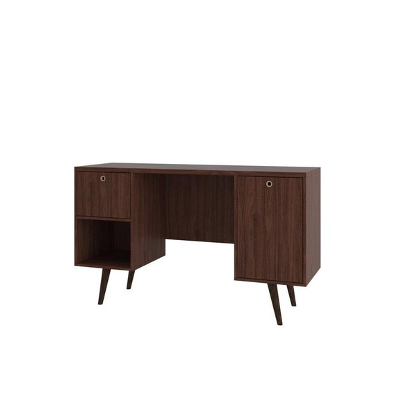 Designed To Furnish Edgar 1-Drawer Mid-Century Office Desk Dark Brown - DE3073831