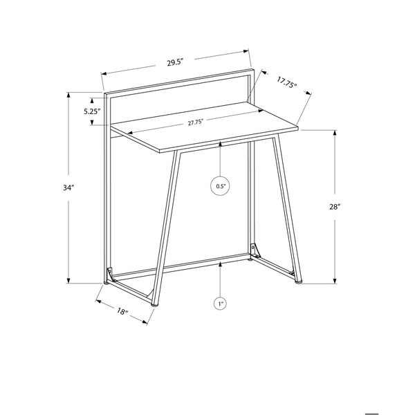 Homeroots 34 in. White MDF & White Metal Computer Desk - 333374