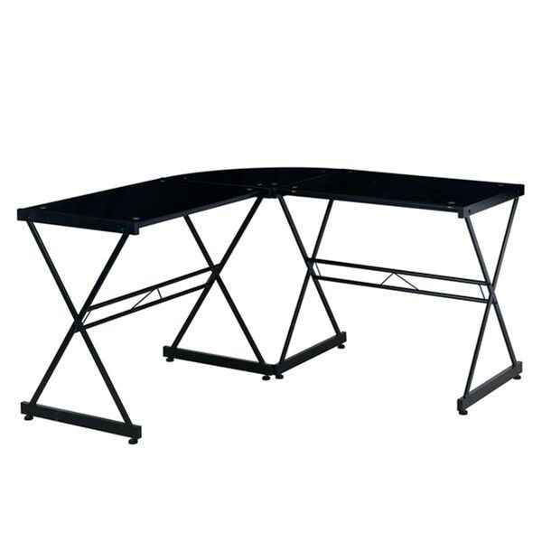 Back2Basics L-Shaped Glass Computer Desk, Black - 29 x 51 x 51 in. - BA2647844