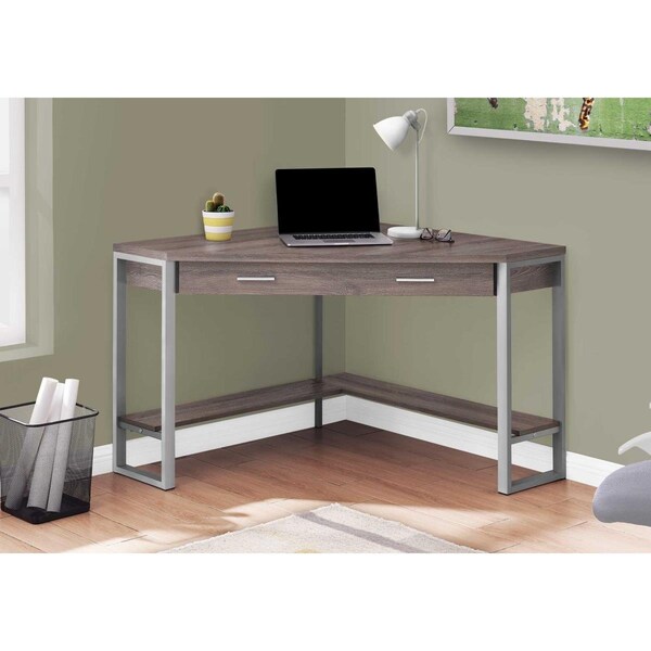 Gfancy Fixtures 30 in. Particle Board & Silver Metal Computer Desk - GF2472969