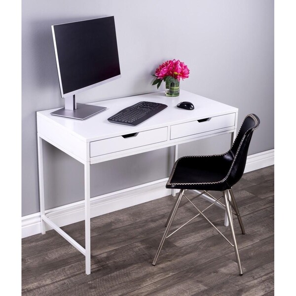 Homeroots 30.5 x 40 x 22 in. Modern Glossy White Desk - 389450