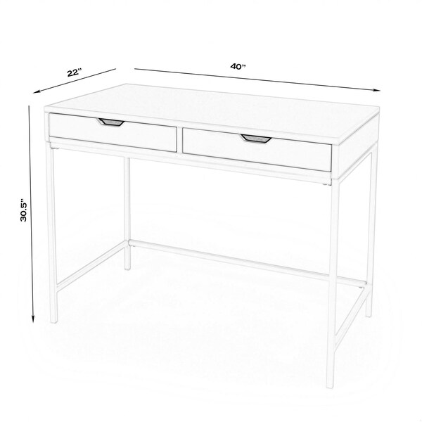 Homeroots 30.5 x 40 x 22 in. Modern Glossy White Desk - 389450