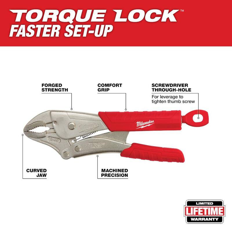 Milwaukee 10 pulgadas Torque Lock Llaves de Bloqueo de Mandíbula Curva con Agarre Duradero - 48-22-3410