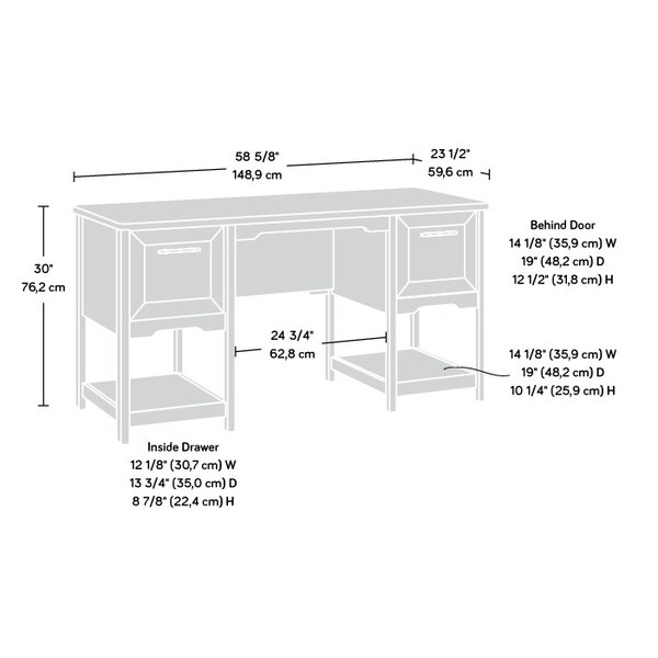 Sauder 23.46 in D X 30 in H, 58.62 in W X Engineered wood - 424456