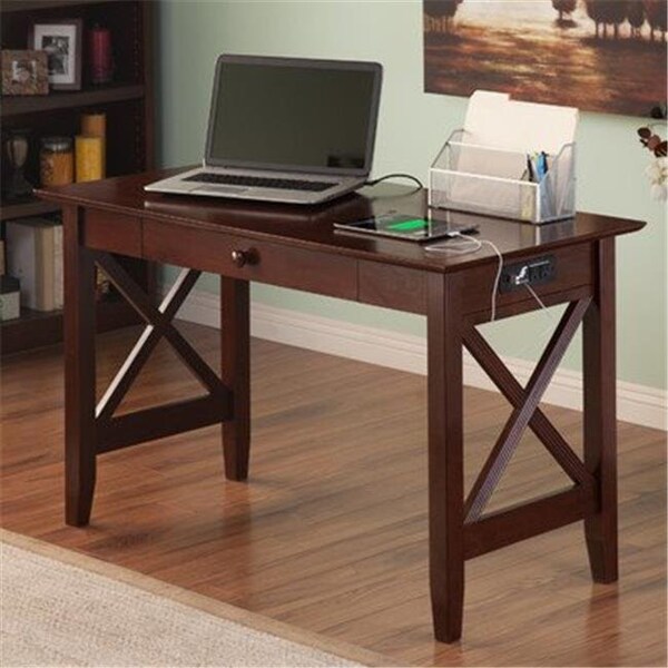 Atlantic Furniture Atlantic Furniture AH12244 Lexi Desk With Drawer And Charger; Antique Walnut - AH12244