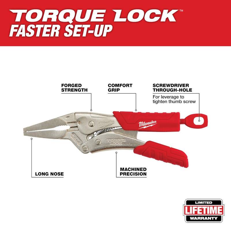 Milwaukee 6 pulgadas Torque Lock Pinzas de Aguja Largas con Bloqueo y Agarre Duradero - 48-22-3406