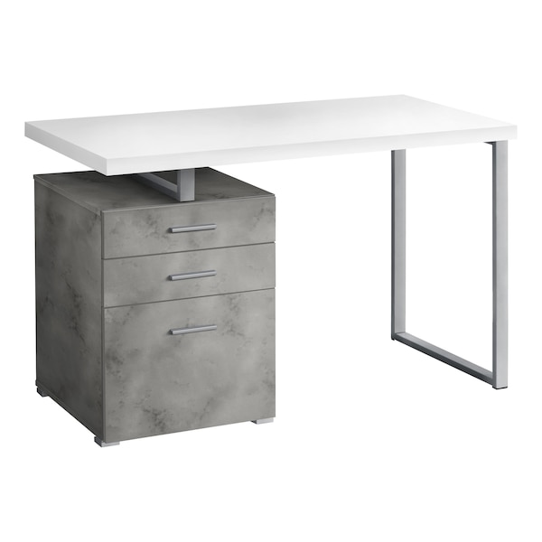 Monarch Specialties Computer Desk, Home Office, Laptop, Left, Right Set-up, Storage Drawers, 48"L, Work, Metal, Grey - I 7648