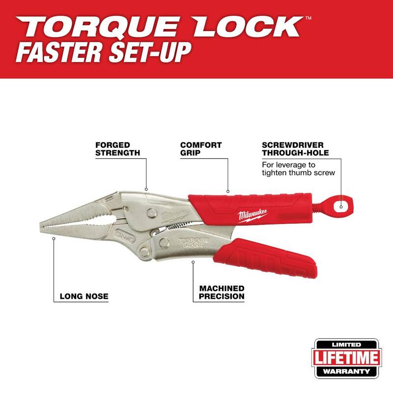 Milwaukee 9 pulgadas Torque Lock Pinza de nariz larga con bloqueo y agarre duradero - 48-22-3409
