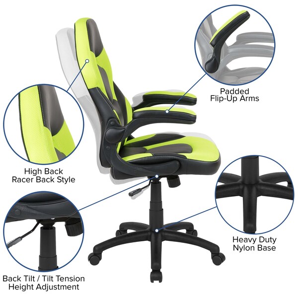 Flash Furniture Black Gaming Desk and Chair Set with Cup Holder - BLN-X10D1904L-GN-GG