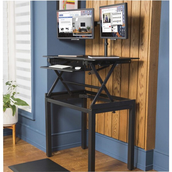 Lorell Multipurpose Stand Adjustable Desk Riser Floor Stand, 22.8 in D X 29 in H, 36 in W X Steel, Black - 82015