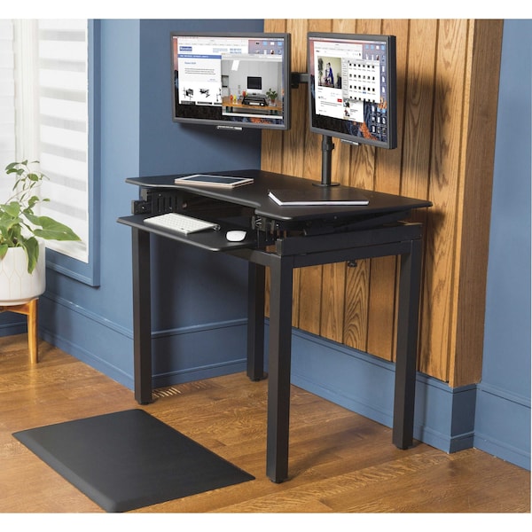 Lorell Multipurpose Stand Adjustable Desk Riser Floor Stand, 22.8 in D X 29 in H, 36 in W X Steel, Black - 82015