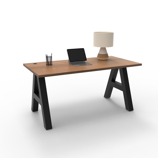 We'Re It A-Frame Writing Desk, 30 in D X 30 in H, 60 in W X Laminate, Walnut Strand Top; Black Frame - AF6030-WAL