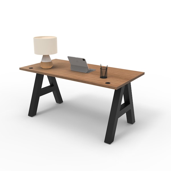 We'Re It A-Frame Writing Desk, 30 in D X 30 in H, 60 in W X Laminate, Walnut Strand Top; Black Frame - AF6030-WAL