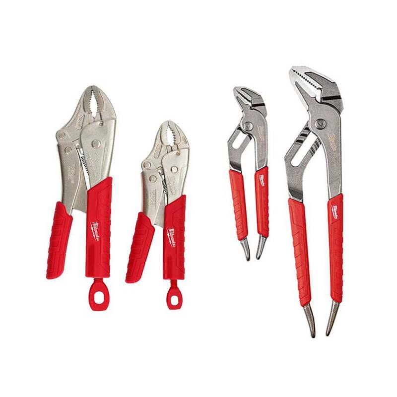 Juego de pinzas de bloqueo de mandíbula curva Milwaukee Torque Lock y pinzas de mandíbula recta de 6 y 10 pulgadas (juego de 4 piezas) - 48-22-3402-48-22-6330
