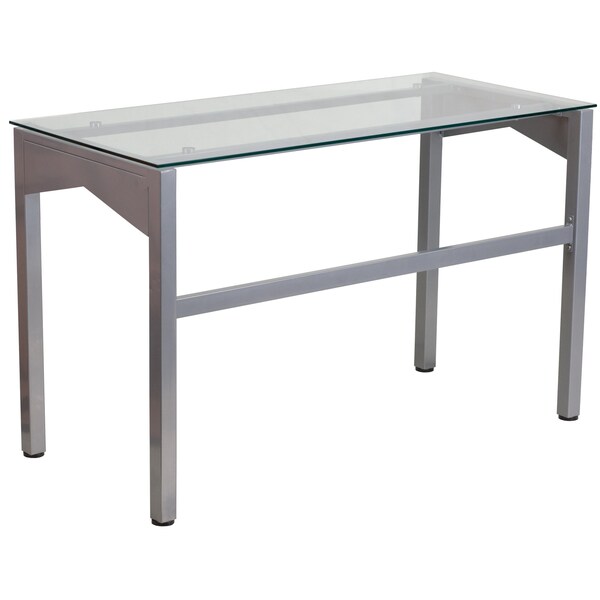 Flash Furniture Contemporary Desk Glass Top Desk w/Supportive Brace, 21-3/4" D X 29-1/4" H, 47-1/4" W X - NAN-YLCD1219-GG