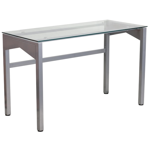 Flash Furniture Contemporary Desk Glass Top Desk w/Supportive Brace, 21-3/4" D X 29-1/4" H, 47-1/4" W X - NAN-YLCD1219-GG