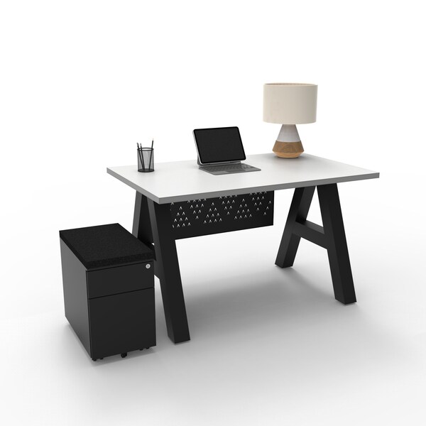 We'Re It A-Frame Writing Desk W/ Modesty Panel & Storage, 30 in D X 30 in H, 48 in W X Laminate - AF4830-MOD-PED-459
