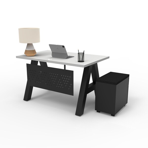 We'Re It A-Frame Writing Desk W/ Modesty Panel & Storage, 30 in D X 30 in H, 48 in W X Laminate - AF4830-MOD-PED-459