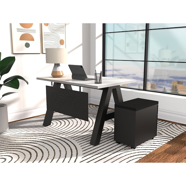 We'Re It A-Frame Writing Desk W/ Modesty Panel & Storage, 30 in D X 30 in H, 48 in W X Laminate - AF4830-MOD-PED-459