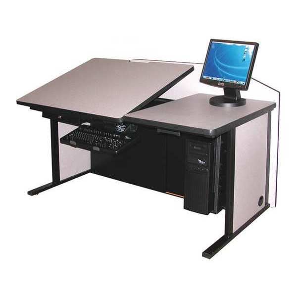 Greene Manufacturing Drafting Station CAD/Dft., w/Wire Comp, Dft 42"x30", 30" D X 29-1/4" H, 78" W X Laminate - PC-700-78-L & R
