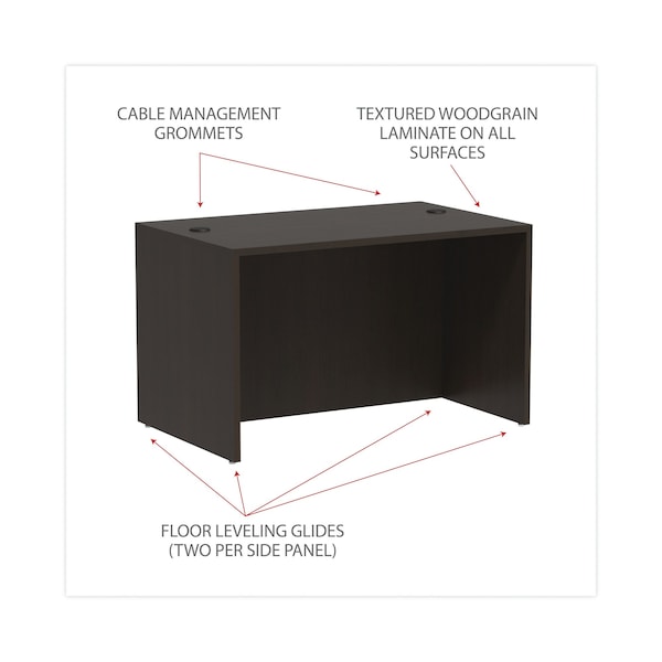Alera Straight Front Desk Desk Shell, 47.25x29.5", Espresso, 29-1/2" D X 29-1/2" H, 47-1/4" W X Espresso - VA214830ES