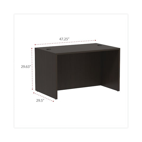 Alera Straight Front Desk Desk Shell, 47.25x29.5", Espresso, 29-1/2" D X 29-1/2" H, 47-1/4" W X Espresso - VA214830ES