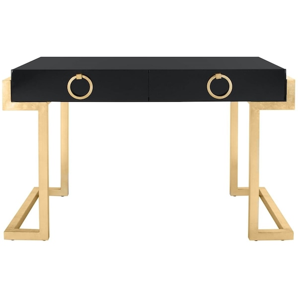 Safavieh Maia 2-Drawer Lacquer Desk, Black & Gold - SFV3504A